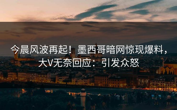 今晨风波再起！墨西哥暗网惊现爆料，大V无奈回应：引发众怒