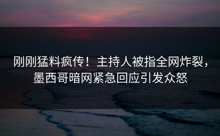 刚刚猛料疯传！主持人被指全网炸裂，墨西哥暗网紧急回应引发众怒