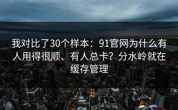 我对比了30个样本：91官网为什么有人用得很顺、有人总卡？分水岭就在缓存管理