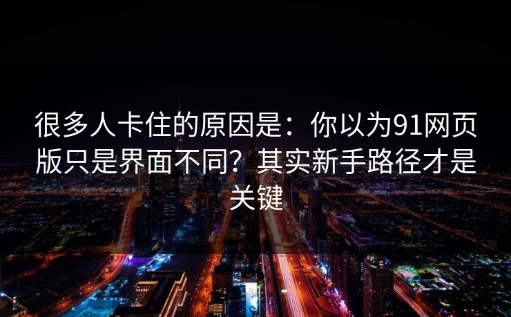 很多人卡住的原因是：你以为91网页版只是界面不同？其实新手路径才是关键
