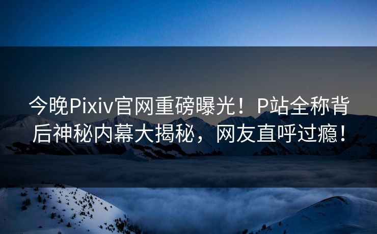今晚Pixiv官网重磅曝光！P站全称背后神秘内幕大揭秘，网友直呼过瘾！