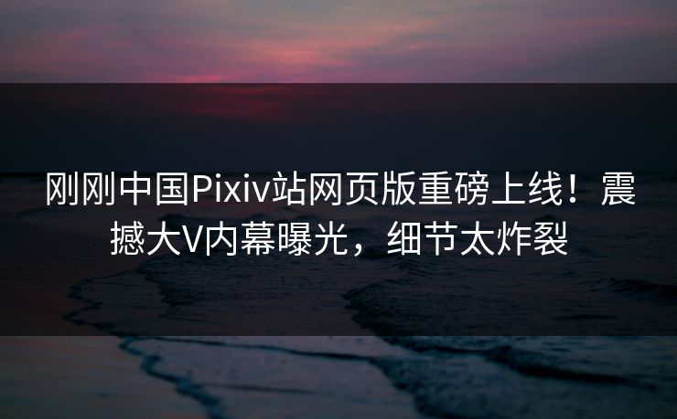 刚刚中国Pixiv站网页版重磅上线！震撼大V内幕曝光，细节太炸裂