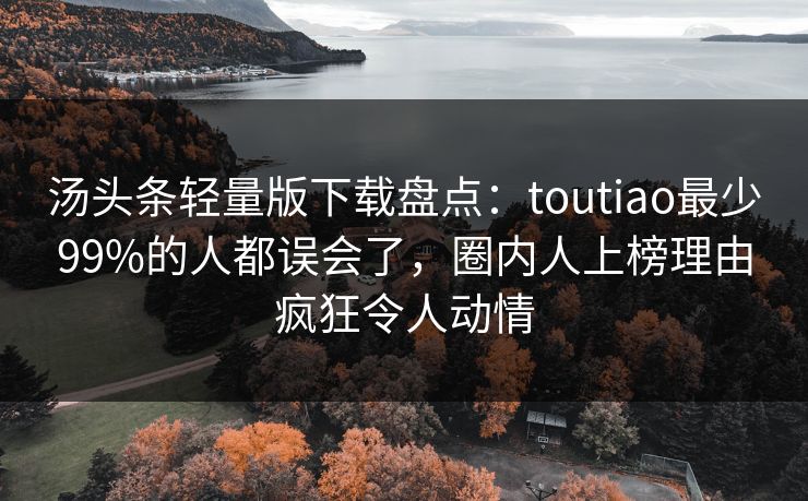汤头条轻量版下载盘点：toutiao最少99%的人都误会了，圈内人上榜理由疯狂令人动情