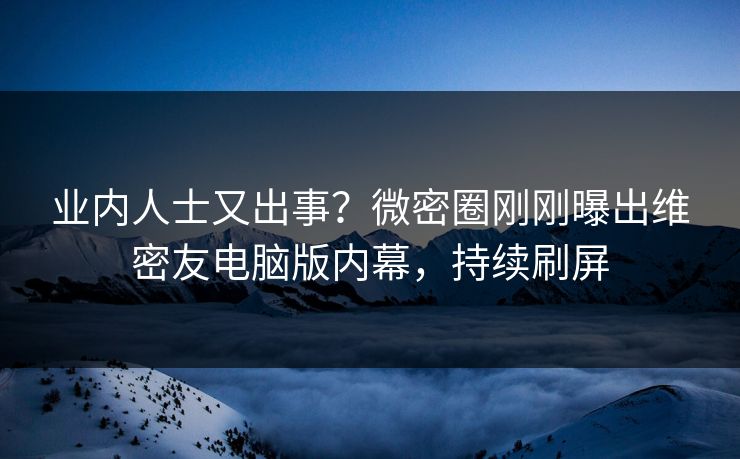 业内人士又出事？微密圈刚刚曝出维密友电脑版内幕，持续刷屏