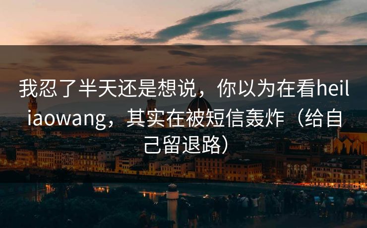 我忍了半天还是想说，你以为在看heiliaowang，其实在被短信轰炸（给自己留退路）